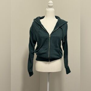 Spiritual Gangster Dark Green Hoodie with Pink Stripes